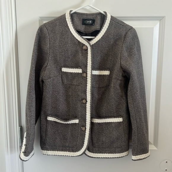 Cider Tweed  Plain Pattern Floral Trim Jacket Size XS - Picture 2 of 9